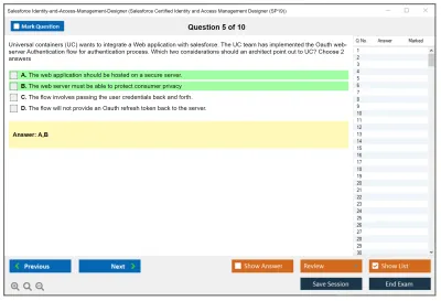 Salesforce Identity-and-Access-Management-Designer Salesforce Certified Identity and Access Management Designer Practice test exam simulator test engine exam Prep practice test questions answers Image 5