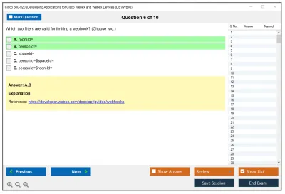 Cisco 300-920 Developing Applications for Cisco Webex and Webex Devices (DEVWBX) Practice test exam simulator test engine exam Prep practice test questions answers Image 6