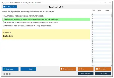 Pegasystems PEGACPDS88V1 Certified Pega Data Scientist 8.8 Practice test exam simulator test engine exam Prep practice test questions answers Image 8