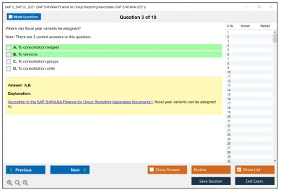 SAP C_S4FCC_2021 SAP Certified Associate - SAP S/4HANA Finance for Group Reporting Associates Practice test exam simulator test engine exam Prep practice test questions answers Image 3