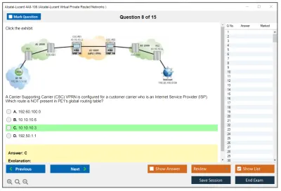 Alcatel-Lucent 4A0-106 Nokia Virtual Private Routed Networks Practice test exam simulator test engine exam Prep practice test questions answers Image 8