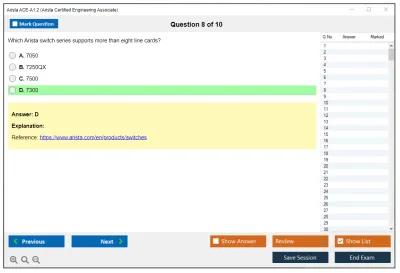Arista ACE-A1.2 Arista Certified Engineering Associate Exam Practice test exam simulator test engine exam Prep practice test questions answers Image 8