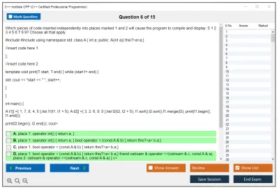 C++ Institute CPP C++ Certified Professional Programmer Practice test exam simulator test engine exam Prep practice test questions answers Image 6