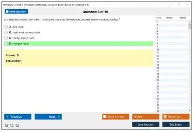 MongoDB C100DBA MongoDB Certified DBA Associate Exam (Based on MongoDB 4.4) Practice test exam simulator test engine exam Prep practice test questions answers Image 8