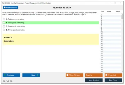 PMI CA0-001 Certified Associate in Project Management (CAPM) Certification Practice test exam simulator test engine exam Prep practice test questions answers Image 15