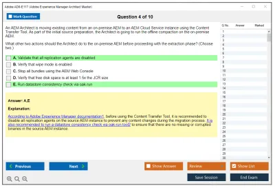 Adobe AD0-E117 Adobe Experience Manager Architect Master Practice test exam simulator test engine exam Prep practice test questions answers Image 4