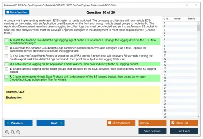 Amazon AWS AWS-DevOps-Engineer-Professional-DOP-C01 AWS DevOps Engineer Professional (DOP-C01) Practice test exam simulator test engine exam Prep practice test questions answers Image 10