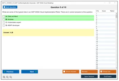 SAP C_HCMOD_03 SAP Certified Application Associate - SAP HANA Cloud Modeling Practice test exam simulator test engine exam Prep practice test questions answers Image 5