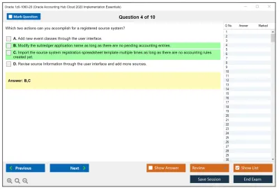 Oracle 1z0-1060-20 Oracle Accounting Hub Cloud 2020 Implementation Essentials Practice test exam simulator test engine exam Prep practice test questions answers Image 4