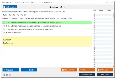 PRMIA 8007 Exam II: Mathematical Foundations of Risk Measurement - 2015 Edition Practice test exam simulator test engine exam Prep practice test questions answers Image 1