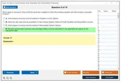 Oracle 1z0-1056-22 Oracle Financials Cloud: Receivables 2022 Implementation Professional Practice test exam simulator test engine exam Prep practice test questions answers Image 8