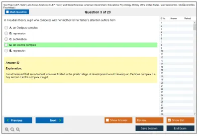 Test Prep CLEP-History-and-Social-Sciences CLEP History and Social Sciences: American Government, Educational Psychology, History of the United States, Macroeconomics, Microeconomics, Psychology Practice test exam simulator test engine exam Prep practice test questions answers Image 3