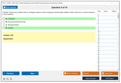 SAP C_THR97_2205 SAP Certified Application AssociateSAP SuccessFactors Onboarding 1H/2022 Practice test exam simulator test engine exam Prep practice test questions answers Image 5