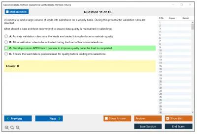 Salesforce Data-Architect Salesforce Certified Data Architect Practice test exam simulator test engine exam Prep practice test questions answers Image 11