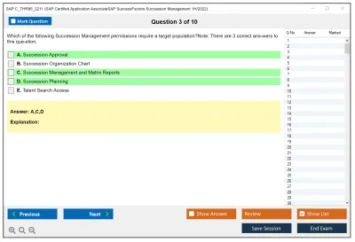 SAP C_THR85_2211 SAP Certified Application AssociateSAP SuccessFactors Succession Management 1H/2022 Practice test exam simulator test engine exam Prep practice test questions answers Image 3