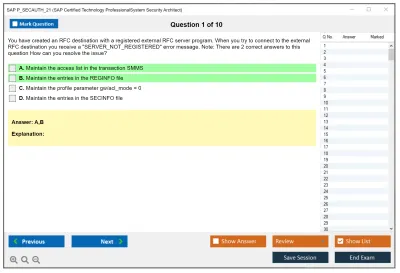 SAP P_SECAUTH_21 SAP Certified Technology ProfessionalSystem Security Architect Practice test exam simulator test engine exam Prep practice test questions answers Image 1