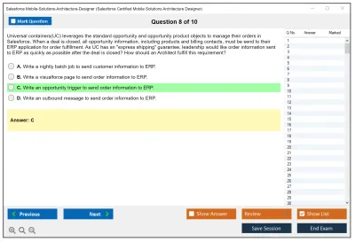 Salesforce Mobile-Solutions-Architecture-Designer Salesforce Certified Mobile Solutions Architecture Designer Practice test exam simulator test engine exam Prep practice test questions answers Image 8