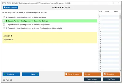 SAP C_THR88_2211 SAP Certified Application AssociateSAP SuccessFactors Learning Management 1H/2022 Practice test exam simulator test engine exam Prep practice test questions answers Image 10