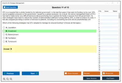 Cima E3 E3 - Strategic Management Practice test exam simulator test engine exam Prep practice test questions answers Image 11