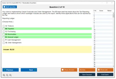 Oracle 1z0-518 Oracle EBS R12.1 Receivables Essentials Practice test exam simulator test engine exam Prep practice test questions answers Image 2
