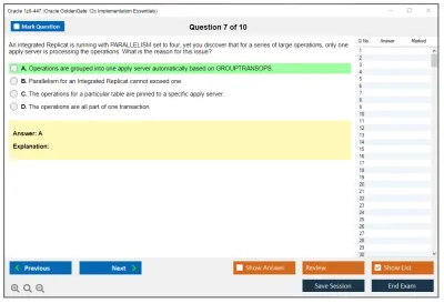 Oracle 1z0-447 Oracle GoldenGate 12c Implementation Essentials Practice test exam simulator test engine exam Prep practice test questions answers Image 7