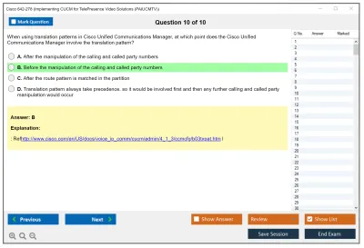 Cisco 642-278 Implementing CUCM for TelePresence Video Solutions (PAIUCMTV) Practice test exam simulator test engine exam Prep practice test questions answers Image 10