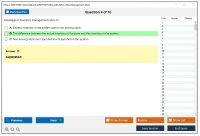 Infosys DRETREPOSIC2206 AS-DRETREPOSIC2206-RETL Store Management Mod Practice test exam simulator test engine exam Prep practice test questions answers Image 4