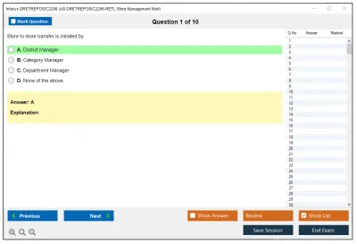 Infosys DRETREPOSIC2206 AS-DRETREPOSIC2206-RETL Store Management Mod Practice test exam simulator test engine exam Prep practice test questions answers Image 1