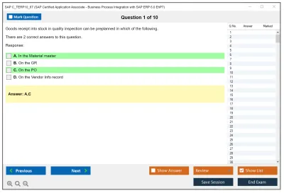 SAP C_TERP10_67 SAP Certified Application Associate - Business Process Integration with SAP ERP 6.0 EhP7 Practice test exam simulator test engine exam Prep practice test questions answers Image 1