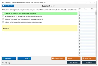 SAP C_C4H460_01 SAP Certified Development Associate - SAP Cloud for Customer 1911 Practice test exam simulator test engine exam Prep practice test questions answers Image 7
