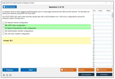 Adobe AD0-E104 Adobe Experience Manager Architect Practice test exam simulator test engine exam Prep practice test questions answers Image 3