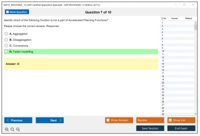 SAP E_BW4HANA_13 SAP Certified Application Specialist - SAP BW/4HANA 1.0 (Edition 2017) Practice test exam simulator test engine exam Prep practice test questions answers Image 7