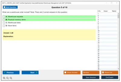 SAP C_S4EWM_2020 SAP Certified Associate - Extended Warehouse Management with SAP S/4HANA Practice test exam simulator test engine exam Prep practice test questions answers Image 5