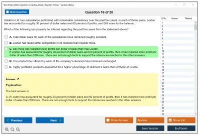 Test Prep GMAT-Section-3-Verbal-Ability Section Three : Verbal Ability Practice test exam simulator test engine exam Prep practice test questions answers Image 16