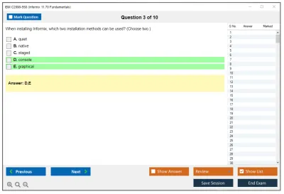 IBM C2090-558 Informix 11.70 Fundamentals Practice test exam simulator test engine exam Prep practice test questions answers Image 3