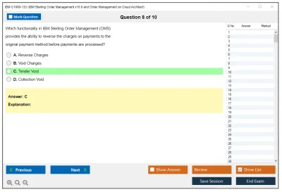 IBM C1000-133 IBM Sterling Order Management v10.0 and Order Management on Cloud Architect Practice test exam simulator test engine exam Prep practice test questions answers Image 8