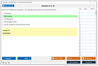 Oracle 1z0-416 PeopleSoft 9.2 Human Resources Essentials Practice test exam simulator test engine exam Prep practice test questions answers Image 6