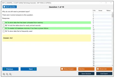 SAP C_HANATEC_15 SAP Certified Technology Associate - SAP HANA 2.0 (SPS03) Practice test exam simulator test engine exam Prep practice test questions answers Image 1