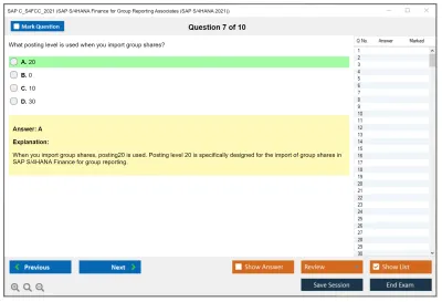 SAP C_S4FCC_2021 SAP Certified Associate - SAP S/4HANA Finance for Group Reporting Associates Practice test exam simulator test engine exam Prep practice test questions answers Image 7