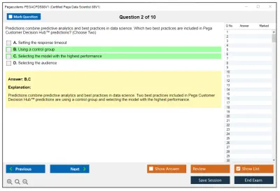 Pegasystems PEGACPDS88V1 Certified Pega Data Scientist 8.8 Practice test exam simulator test engine exam Prep practice test questions answers Image 2