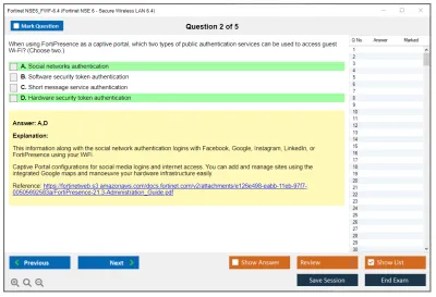 Fortinet NSE6_FWF-6.4 Fortinet NSE 6 - Secure Wireless LAN 6.4 Practice test exam simulator test engine exam Prep practice test questions answers Image 2