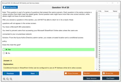 Microsoft MS-100 Microsoft 365 Identity and Services Practice test exam simulator test engine exam Prep practice test questions answers Image 19