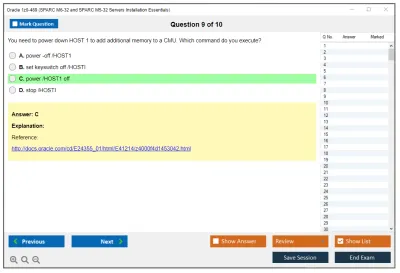 Oracle 1z0-489 SPARC M6-32 and SPARC M5-32 Servers Installation Essentials Practice test exam simulator test engine exam Prep practice test questions answers Image 9