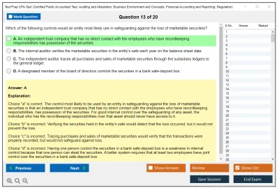 Test Prep CPA-Test Certified Public Accountant Test: Auditing and Attestation, Business Environment and Concepts, Financial Accounting and Reporting, Regulation Practice test exam simulator test engine exam Prep practice test questions answers Image 13