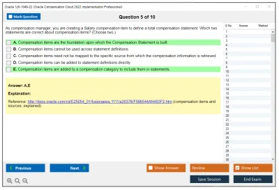 Oracle 1z0-1049-22 Oracle Compensation Cloud 2022 Implementation Professional Practice test exam simulator test engine exam Prep practice test questions answers Image 5