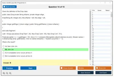 Oracle 1z0-809 Java SE 8 Programmer II Practice test exam simulator test engine exam Prep practice test questions answers Image 14