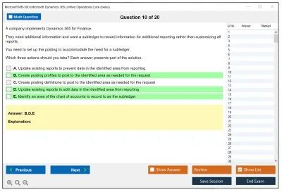 Microsoft MB-300 Microsoft Dynamics 365: Core Finance and Operations Practice test exam simulator test engine exam Prep practice test questions answers Image 10