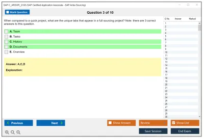 SAP C_ARSOR_2108 SAP Certified Application Associate - SAP Ariba Sourcing Practice test exam simulator test engine exam Prep practice test questions answers Image 3