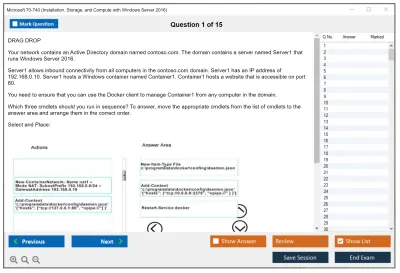 Microsoft 70-740 Installation, Storage, and Compute with Windows Server 2016 Practice test exam simulator test engine exam Prep practice test questions answers Image 1