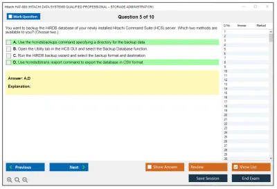 Hitachi HAT-680 HITACHI DATA SYSTEMS QUALIFIED PROFESSIONAL – STORAGE ADMINISTRATION Practice test exam simulator test engine exam Prep practice test questions answers Image 5